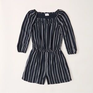 Abercrombie Kids Smocked Romper in Navy Stripe 15/16